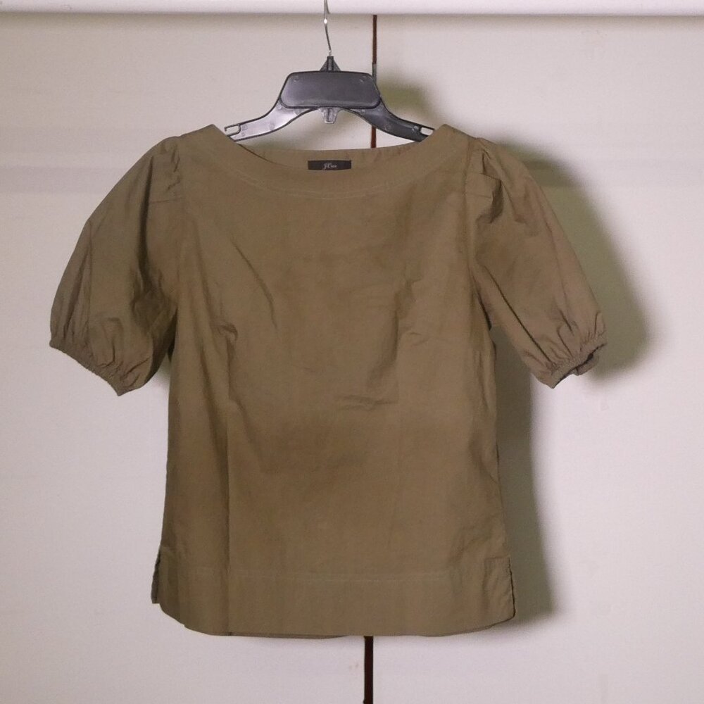 J. Crew Moss Green Cotton Blouse – Size XS